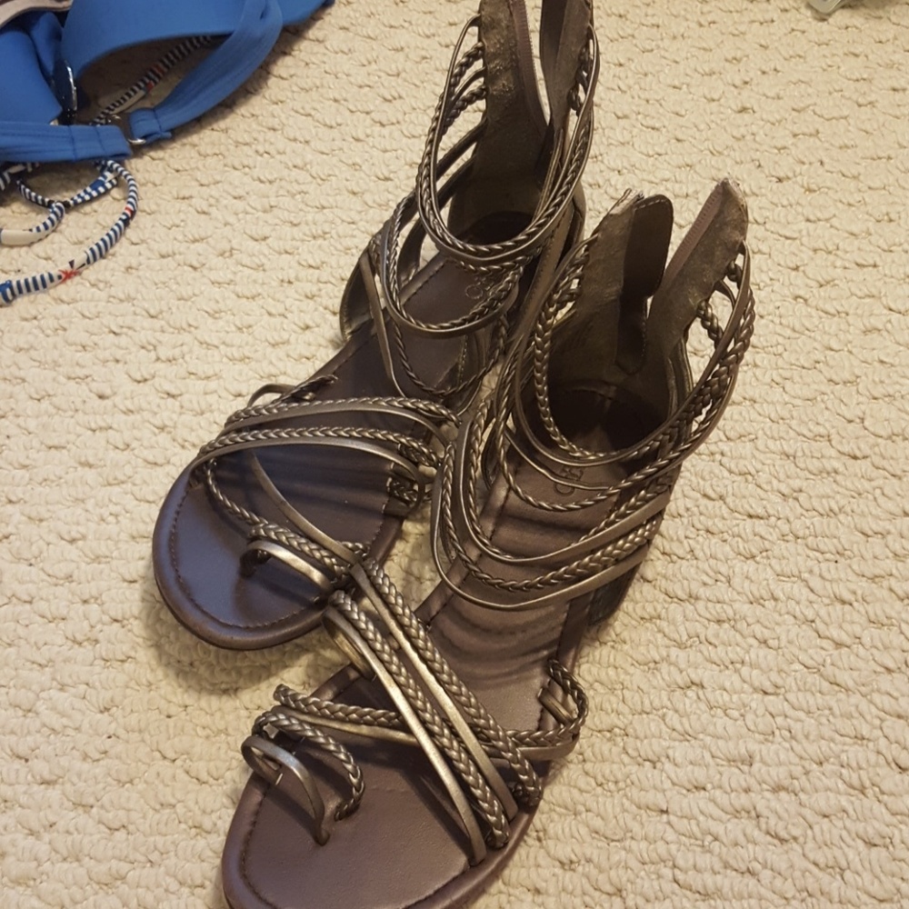 Silver gladiator sandals